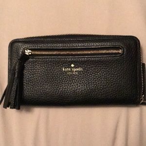 Black Leather Kate Spade Tassel Wallet